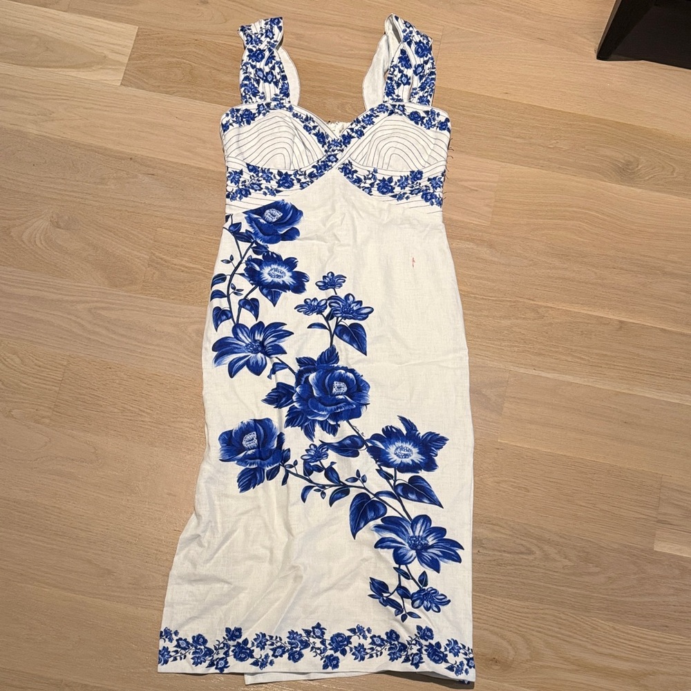 FARM Rio Blue Floral Midi Dress